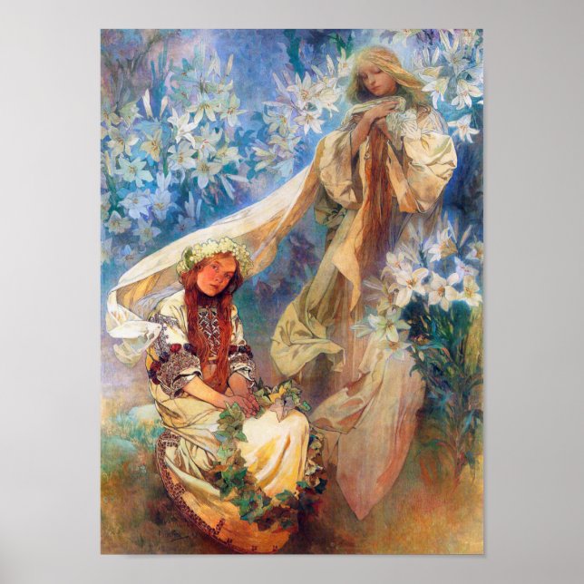 Madonna of the Lily, Mucha Poster (Framsidan)