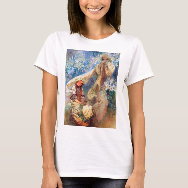 Madonna of the Lily, Mucha T Shirt (Framsida)