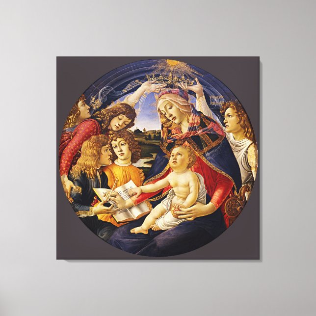 Madonna of the Magnificat by Botticelli Canvastryck (Framsida)
