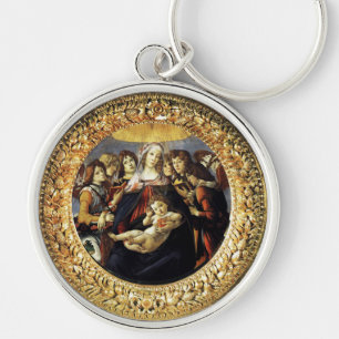Madonna of the Pomegranate Rund Silverfärgad Nyckelring