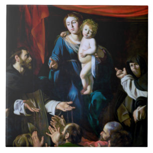 Madonna of the Rosary, Caravaggio Kakelplatta