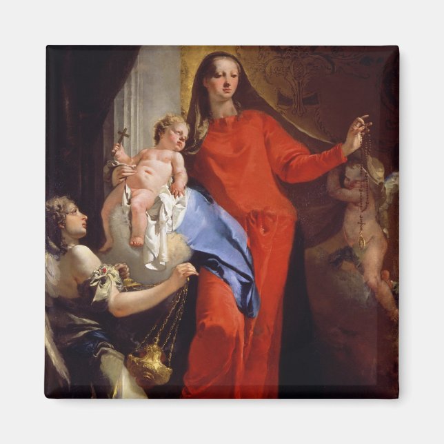 Madonna of the Rosary (olja på canvas) Magnet (Framsidan)