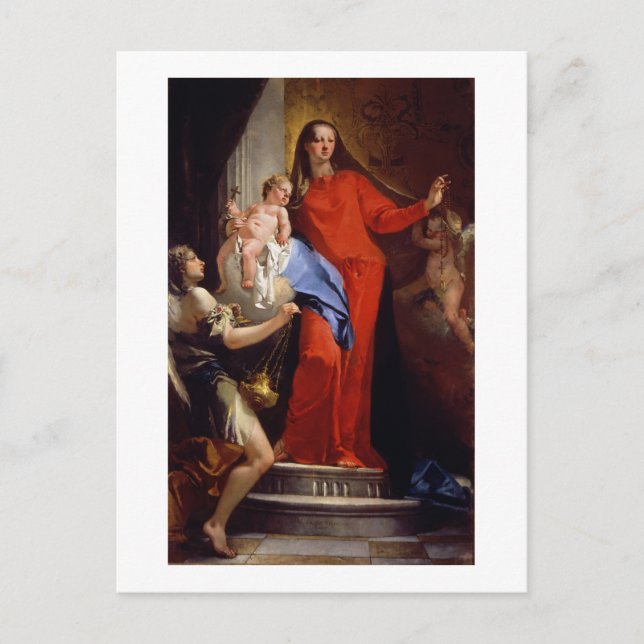 Madonna of the Rosary (olja på canvas) Vykort (Framsida)