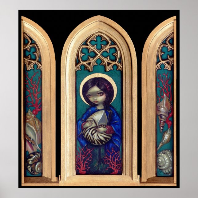 Madonna of the Snäckas ART PRINT - gothic triptych Poster (Framsidan)