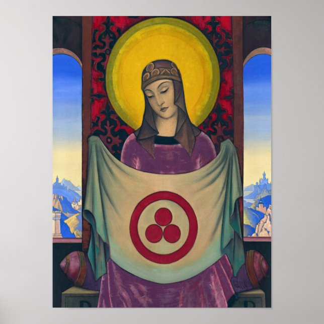 Madonna Oriflamma, 1932 av Nicholas Roerich Poster (Framsidan)