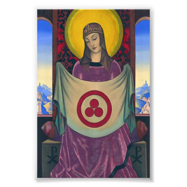 Madonna Oriflamma av Nicholas Roerich Fototryck (Framsidan)