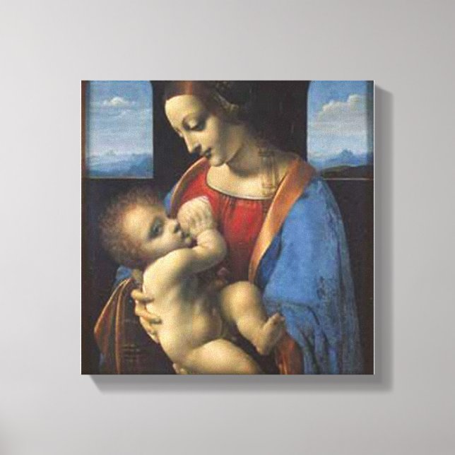 madonna,primära mor av jesus,av leonardo da vinci canvastryck (Framsida)