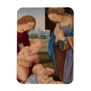 Madonna som älskar barnet med det Sanktt spädbar Magnet