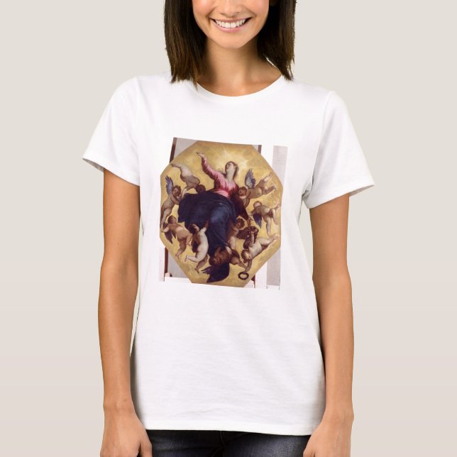 Madonna som transporterats av Änglar (tak fresco) Tee Shirt (Framsida)