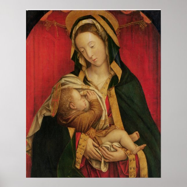 Madonna Suckling her Child, 1520-30 (olja på pa) Poster (Framsidan)