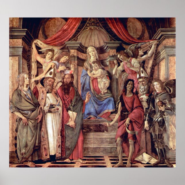 Madonna tronen änglar och helgon poster (Framsidan)