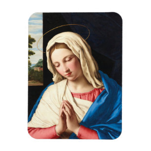 Madonna vid bön, ett landskap bortom magnet