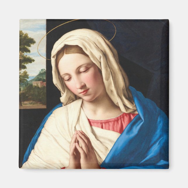 Madonna vid bön, ett landskap bortom magnet (Framsidan)