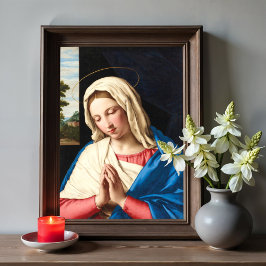 Madonna vid bön, ett landskap bortom poster