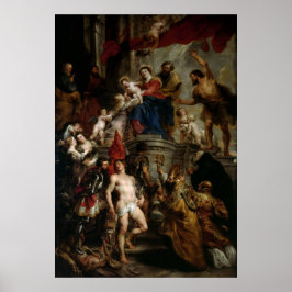 Madonna w/Jesus Enringad av Saints - Rubens Poster