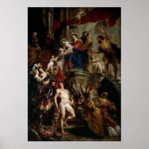 Madonna w/Jesus Enringad av Saints - Rubens Poster