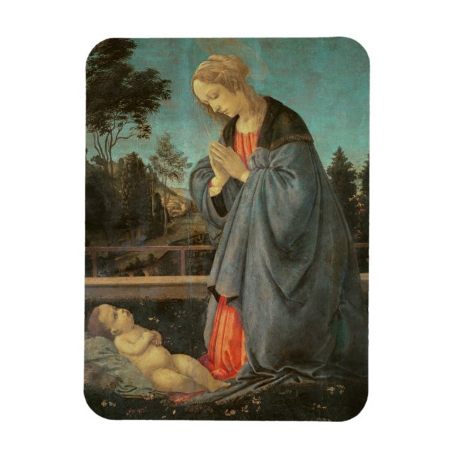 Madonna worshipping the Child, c.1477-80 (olja på  Magnet (Vertikal)