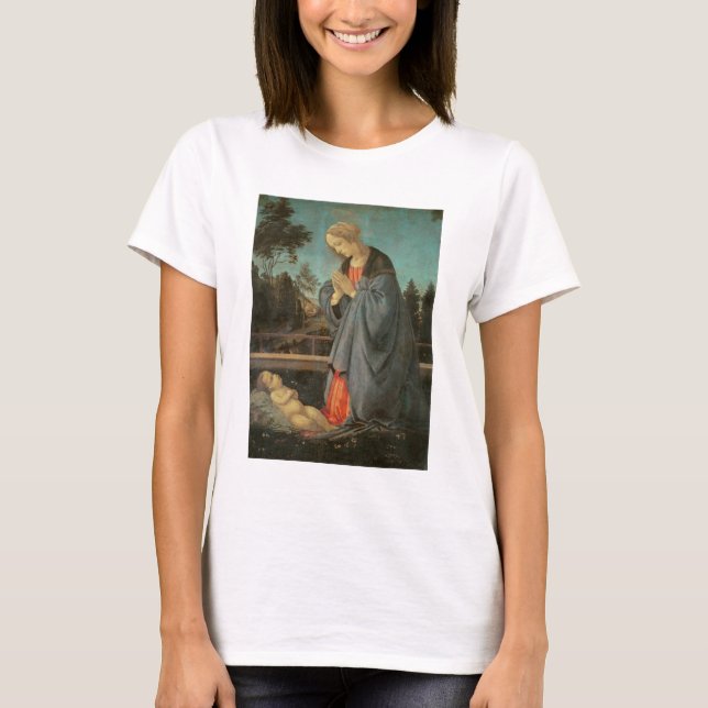 Madonna worshipping the Child, c.1477-80 (olja på  T-shirt (Framsida)