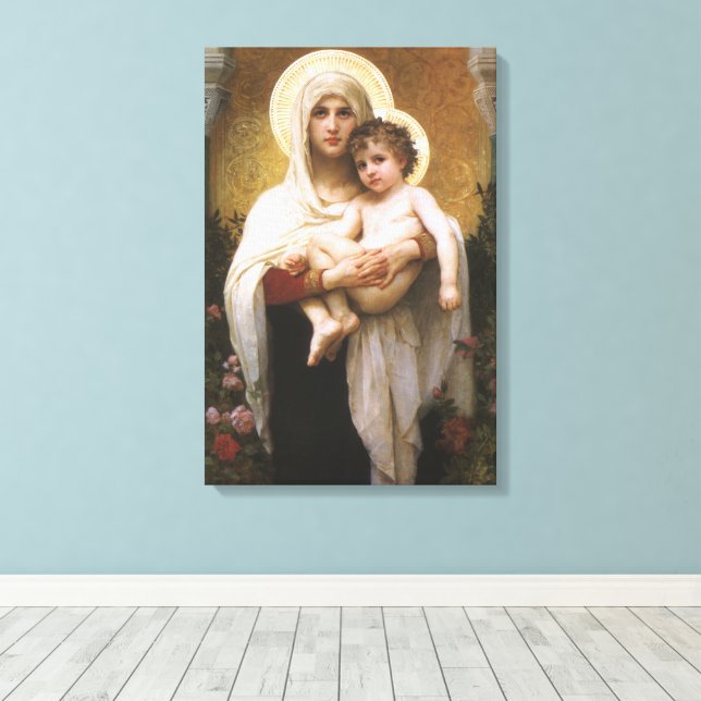 Madonnan av rosorna av Bouguereau Canvastryck (Insitu (trägolv))