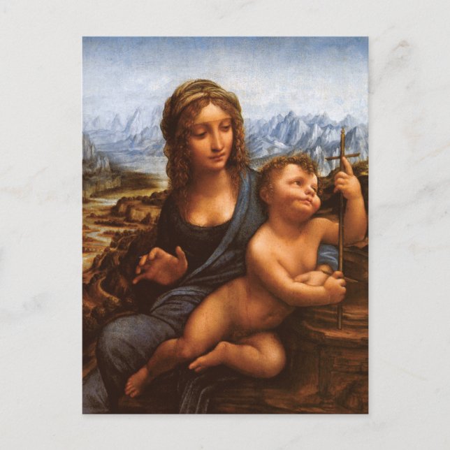 Madonnan med garnvinden av Da Vinci vykort (Framsida)