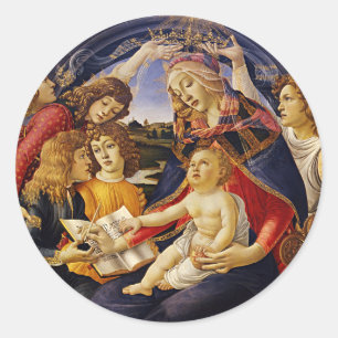 Madonnan med Magnificat av Sandro Botticelli Runt Klistermärke