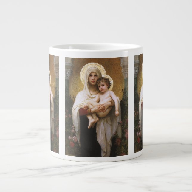 Madonnan med rosorna av Bouguereau Jumbo Mugg (Framsidan)