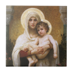 Madonnan med rosorna av Bouguereau Kakelplatta