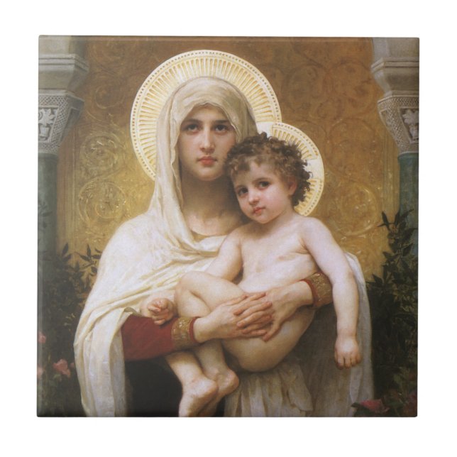 Madonnan med rosorna av Bouguereau Kakelplatta (Framsidan)