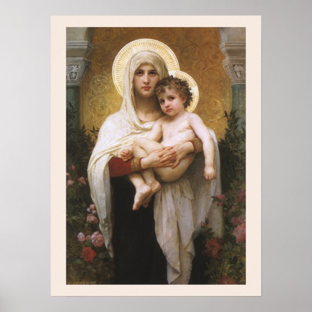 Madonnan med rosorna av Bouguereau Poster (Framsidan)