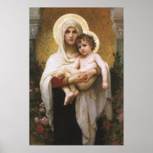Madonnan med rosorna av Bouguereau Poster