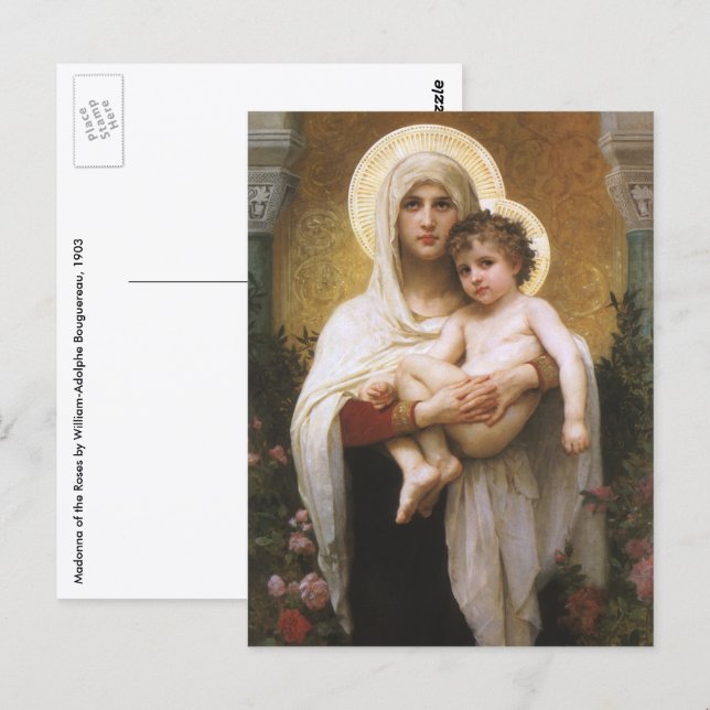 Madonnan med rosorna av Bouguereau Vykort (Fram/baksida)