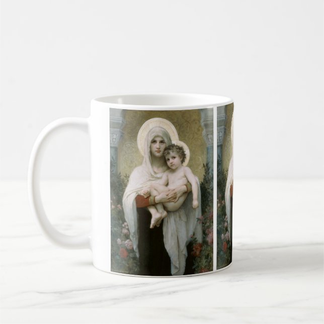 Madonnan med rosorna av William-Adolphe Bouguereau Kaffemugg (Vänster)
