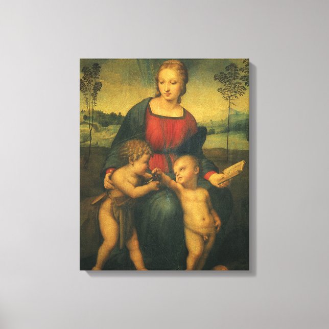 Madonnan med steglitsan av Raphael Sanzio Canvastryck (Framsida)