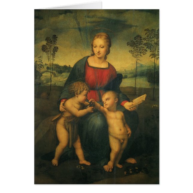 Madonnan med steglitsan av Raphael Sanzio Hälsningskort (Framsidan)