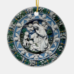 Madonnan som tillber barnet av Della Robbia Julgransprydnad Keramik