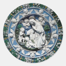 Madonnan tillbedd av barnet av Della Robbia Runt Klistermärke