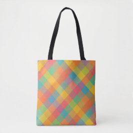 Madras Breeze - Diagonal Play Dagday Tote Bag Tygkasse