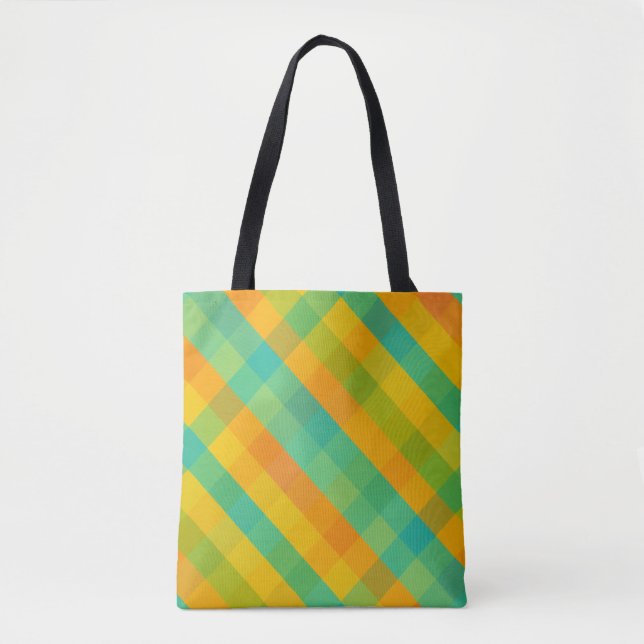 Madras Check Revival - Vibrant Diagonal Play Tote Tygkasse (Framsida)