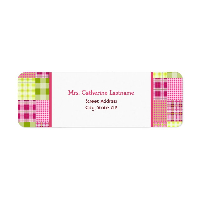 Madras Inspired Play Patchwork Address Label Returadress Etikett (Framsidan)