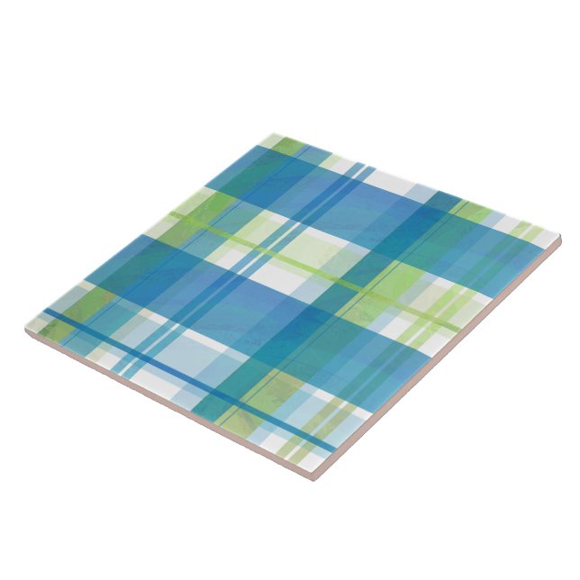 Madras plädgrönt och blått kakelplatta (Sidan)