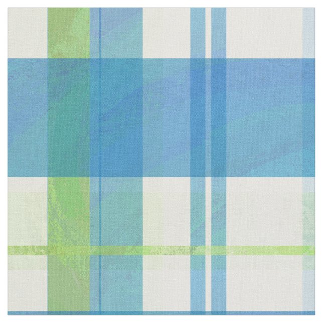 Madras plädgrönt och blått tyg (Närbild)