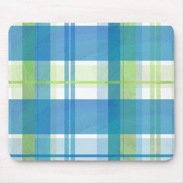 Madras Plaid Green and Blue Musmatta (Framsidan)