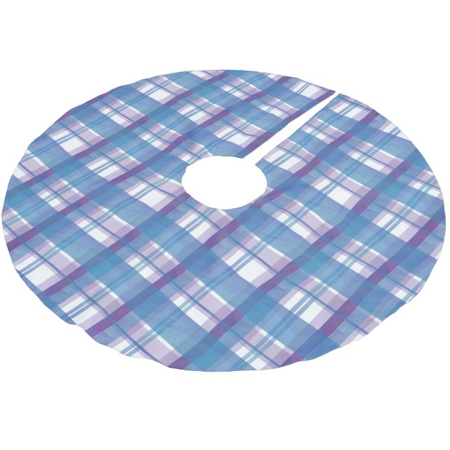 Madras Play Blue och Lila Julgransmatta Borstad Polyester (Vinklad)