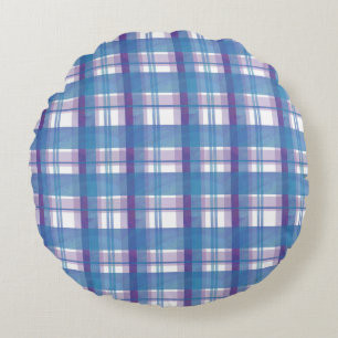 Madras Play Blue och Lila Rund Kudde