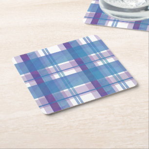Madras Play Blue och Lila Underlägg Papper Kvadrat
