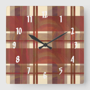 Madras Play Fall Red Fyrkantig Klocka