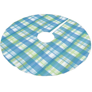 Madras Play Grönt och Blue Julgransmatta Borstad Polyester