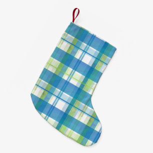 Madras Play Grönt och Blue Liten Julstrumpa