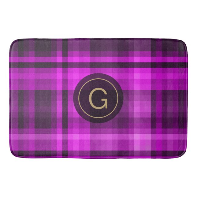 Madras Shock rosa Mönster Initial Personlig Badrumsmatta (Framsidan)