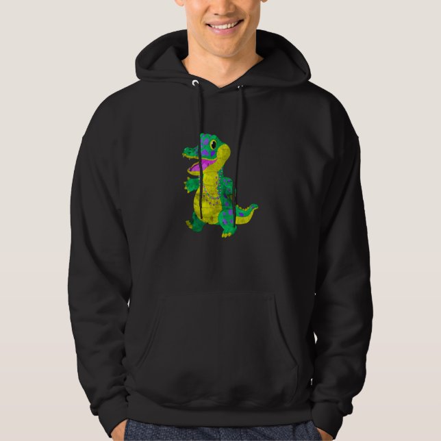 Madri Gras Alligator Carnival Festival Costume Mat Hoodie (Framsida)